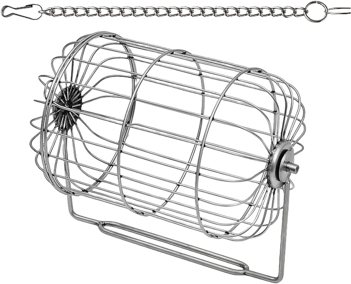 Hooihouder Knaagdier - Hooiruif Grasdispenser - Voeding Organiseren - Roestvrij Staal - 11x16 cm - Zilver