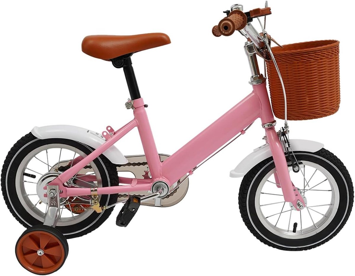 Kinderfiets - Loopfiets - Leren Fietsen - Inclusief Mandjes - 12 inch - Roze