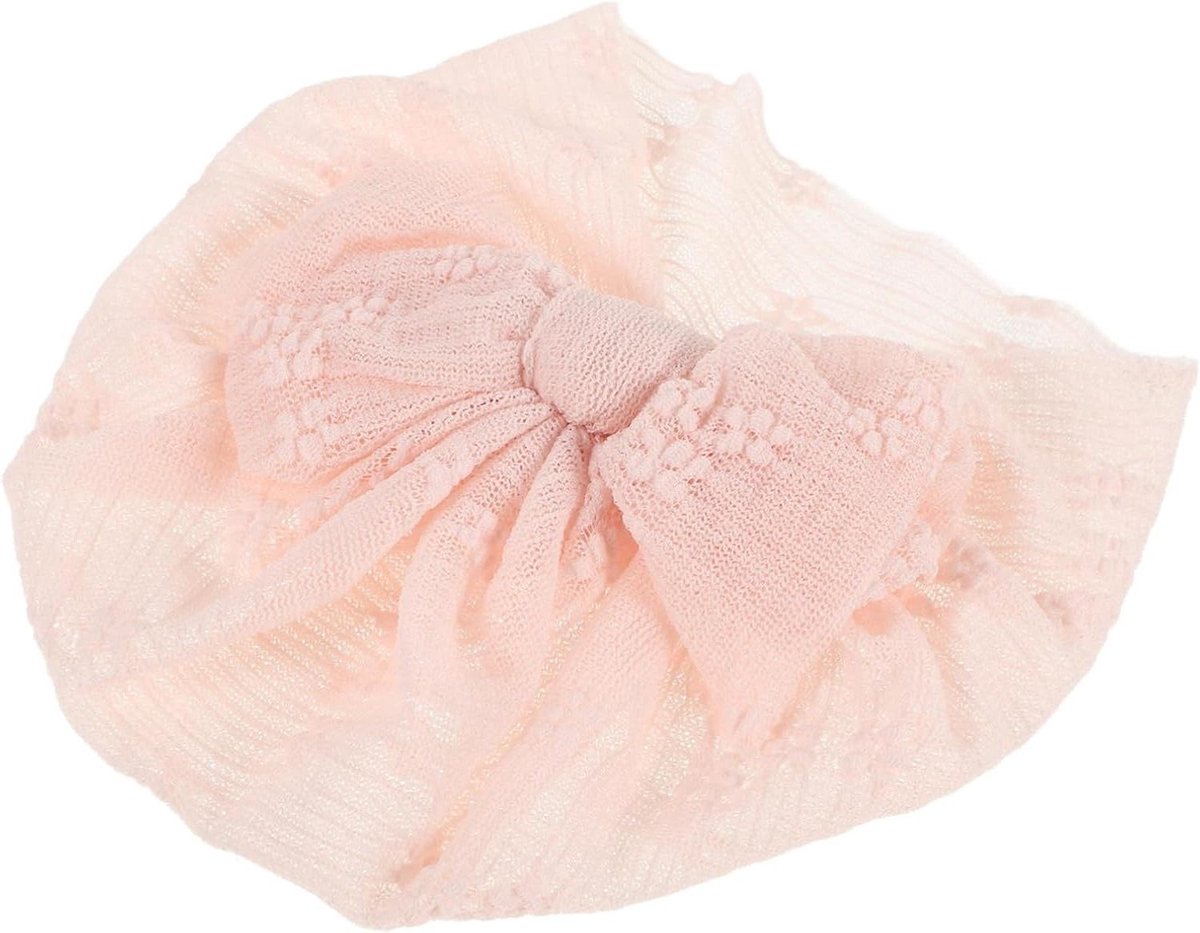 Babymutsje met Strik - Babyhoedje Newborn Muts - Comfort en Stijl - Transparant Ademend Materiaal - 18 x 17 cm