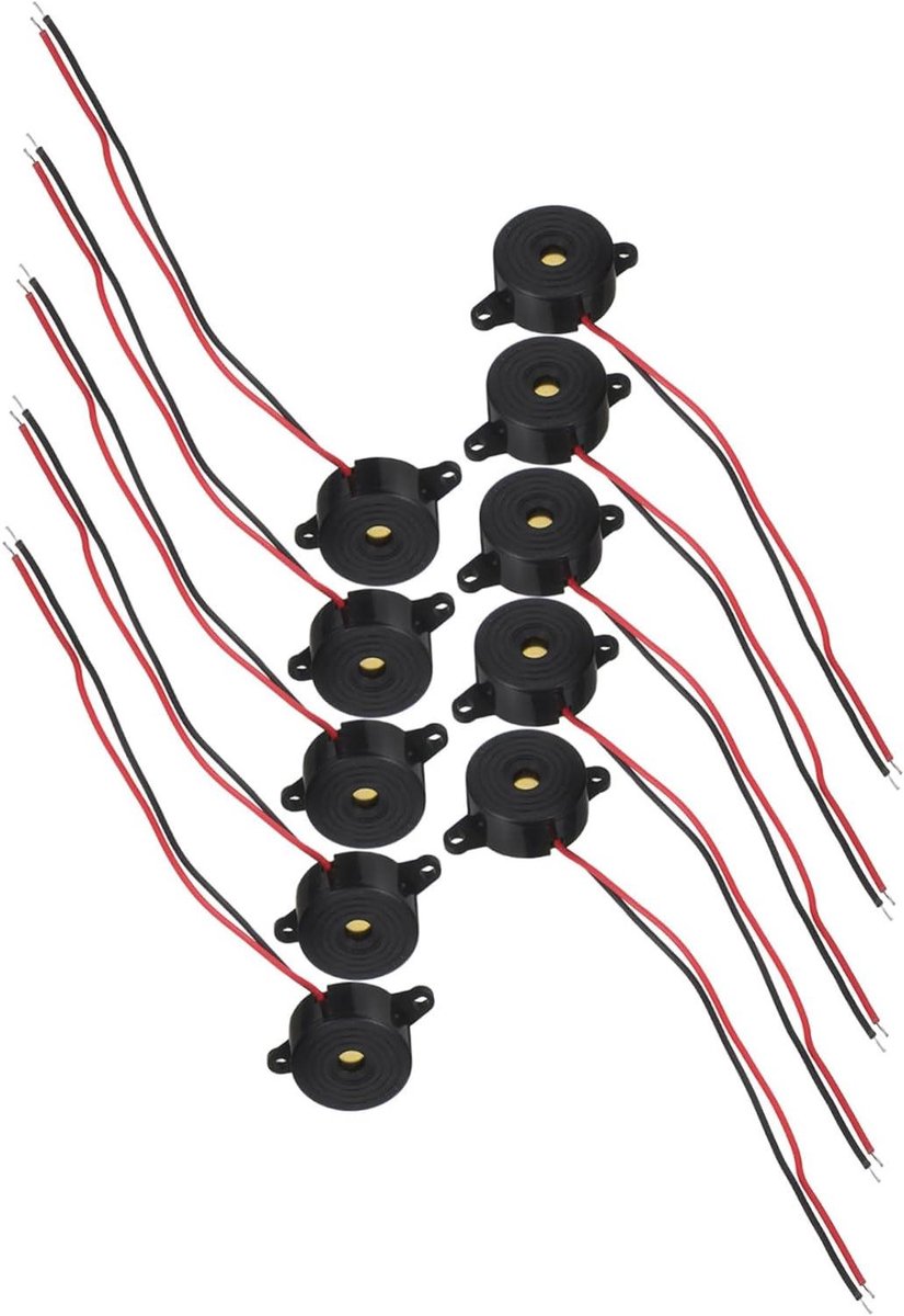 Actieve Zoemer - Elektronisch Alarm Geluid - Natuurkunde Experiment - Breed Spanningsbereik - 13 cm - Zwart