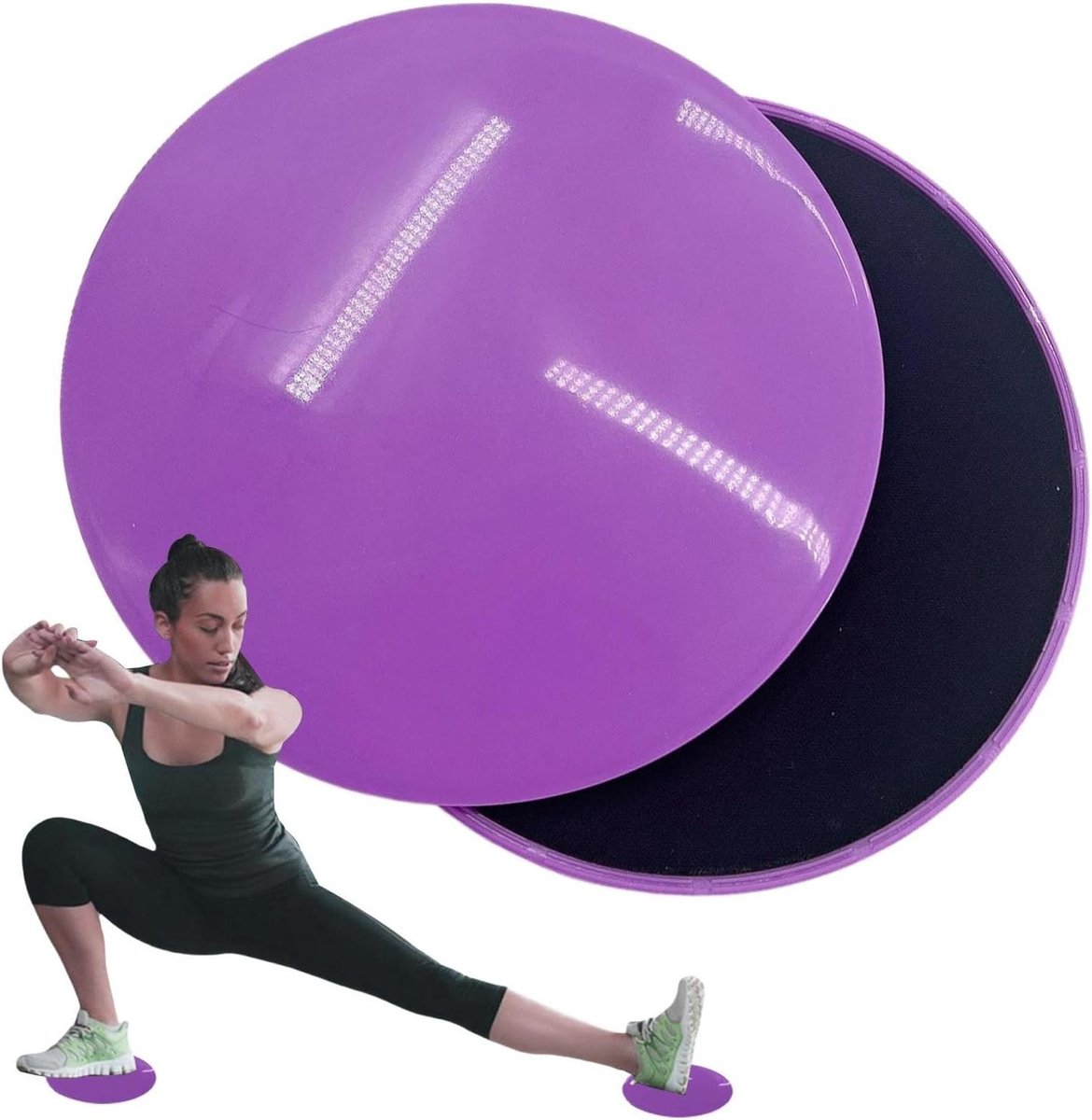 Oefen Glijders - Schuifschijven Core - Basistraining Versterken - Dubbelzijdig EVA Schuim - 17 cm Diameter - Paars