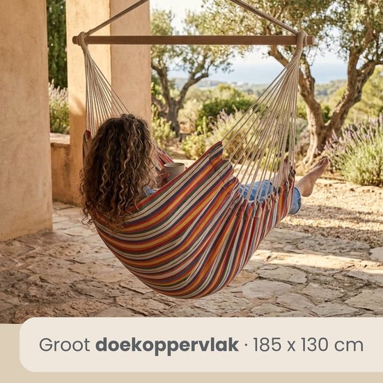 XXL Hangstoel voor 2 Personen - 185x130 Tuin Hangstoel tot 150kg - Zit Hangmat Binnen en Buiten