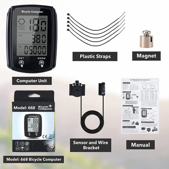 Fietscomputer - Fietskilometerteller - Snelheidsmeter - Kilometerteller Fiets - Bedrade Fietscomputer - Waterdicht - HD-snelheidsmeter - Achtergrondverlichting - 19 Functies - MTB-kilometerteller - voor MTB Racefiets - Zwart van Fietscomputer. — afbeelding 3