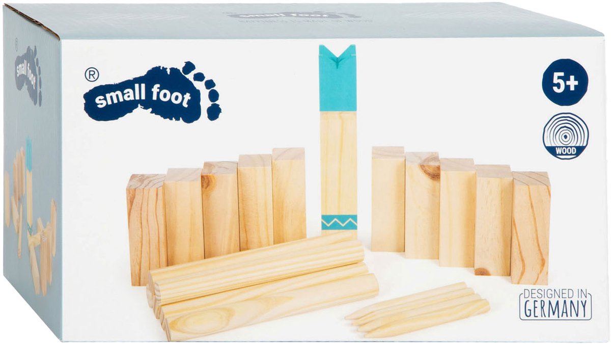 Small Foot houten werpspel Kubb compact - buitenspel 21-delig.