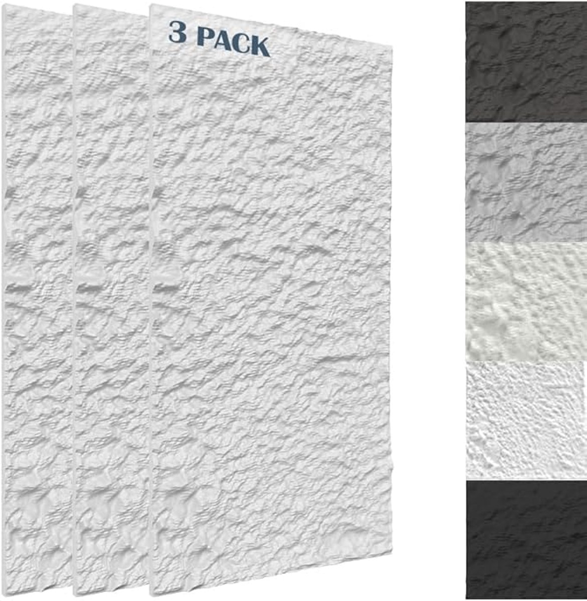 Aufun 3D wandpanelen steenlook, dunne steenafwerking wandbekleding voor binnen, lichte wandpanelen met steenimitatie, geschikt voor woonkamer, keuken, badkamer en slaapkamer, 3 stuks wit crèmekleur