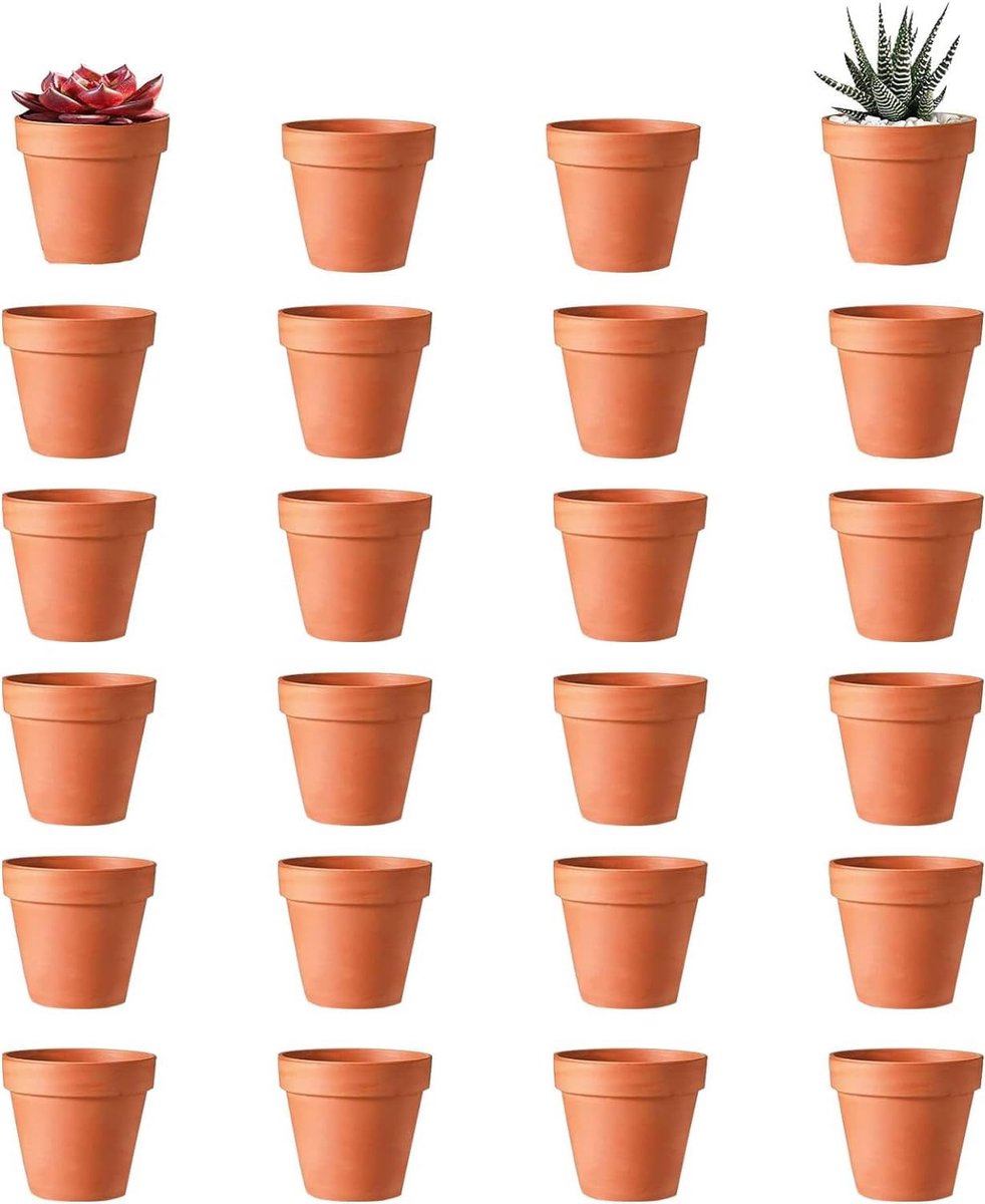 Famanu – Set van 24 mini terracotta bloempotten van 3,5 x 3 cm met afvoergat, ideaal voor binnen en buiten gebruik