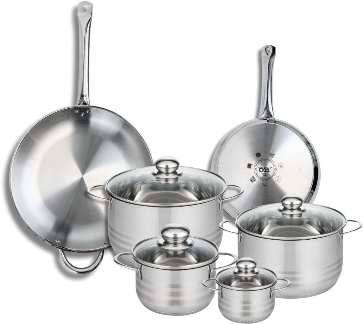 Kookpan Set - Pannen Set - Gezond Koken - Roestvrij Staal - 6 Delig - Zilver