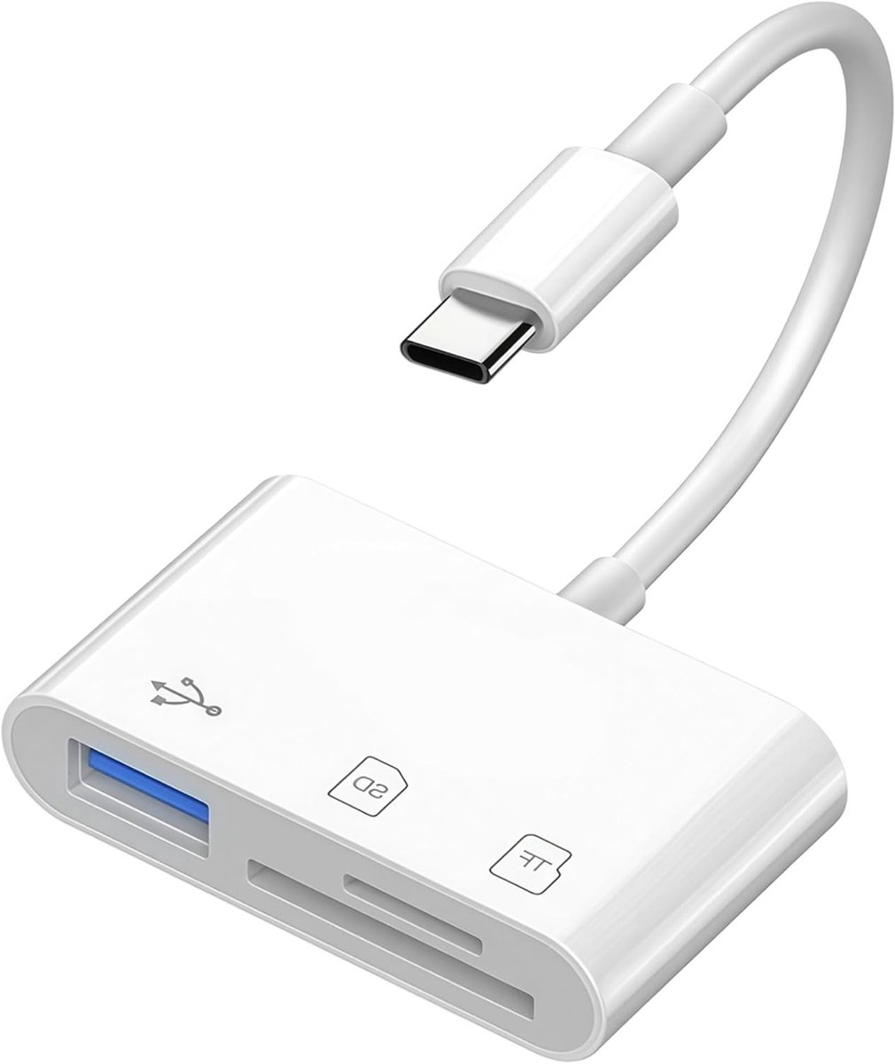 3-in-2 SD-kaartlezer USB C voor iPad, MacBook en Android - Geheugenkaartlezer voor SD-kaarten en USB C apparaten, Ideaal voor Fotobewerking en Gegevensoverdracht