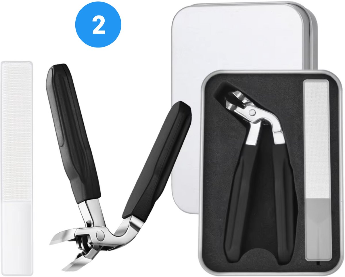Goodli Nagelknipper Set RVS - Nageltang voor Dikke Teennagels en Kalknagels - Nagelknip Set met Glazen Nagelvijl en Metalen Etui