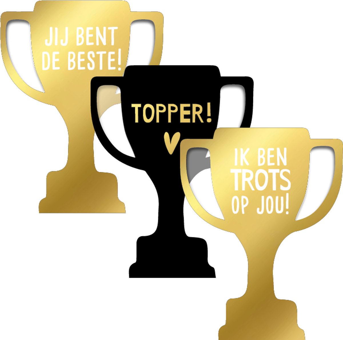 10x Sticker - Beker - Jij bent de beste - Topper - Ik ben trots op jou - Sluitsticker - Wensetiket