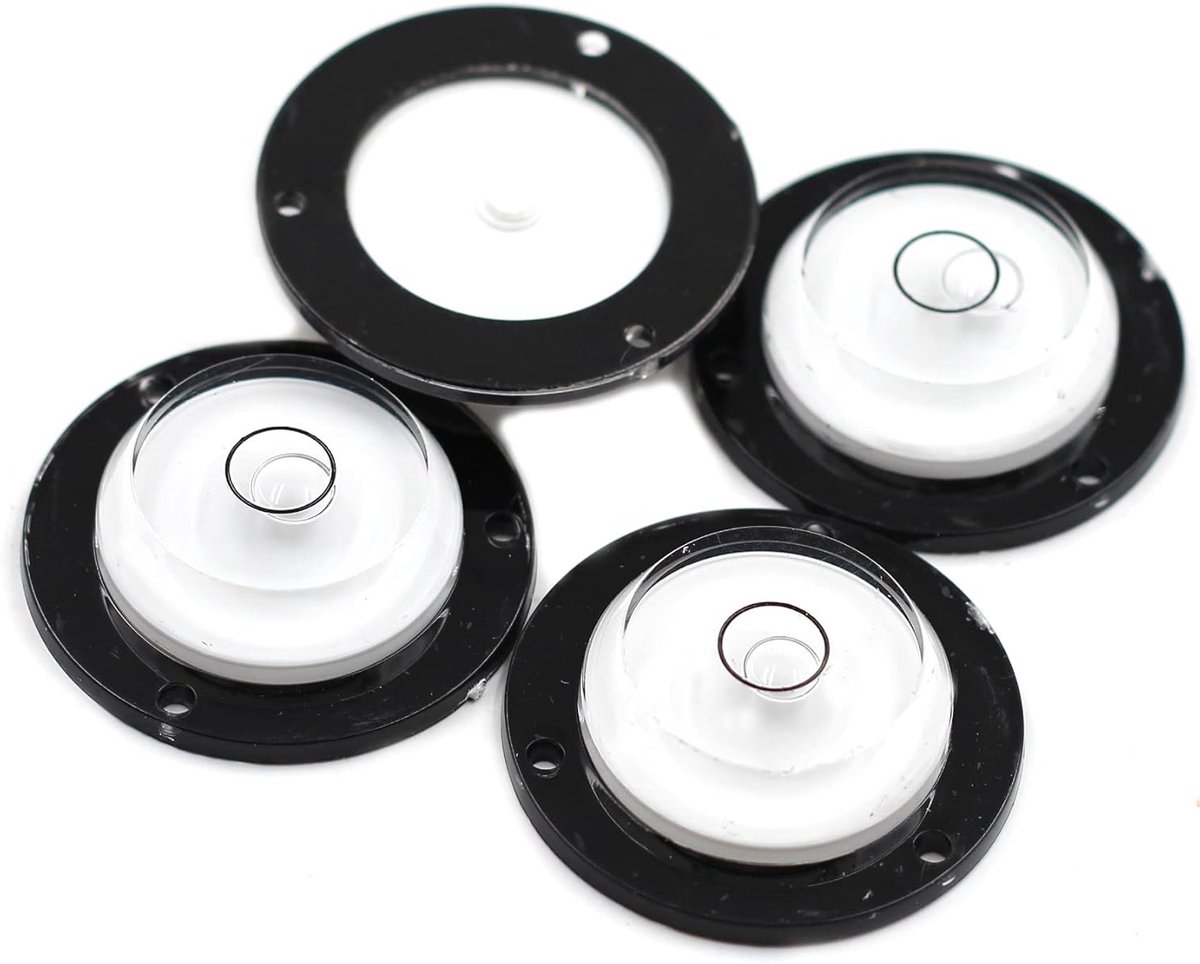 Mini Bullseye Bubble Level - 4 Stuks 43mm Circulaire Waterpas voor RV en Statief met Bevestigingsgat - Precisie, Handig, Duurzaam