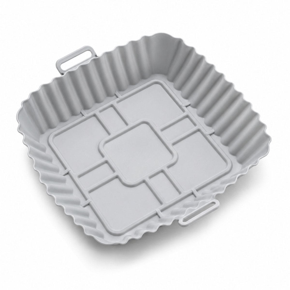 Quttin Siliconen Airfryer Mand – 20 x 20 x 4,5 cm – Geschikt voor 3,5 tot 4,5 L Airfryer – Grijs