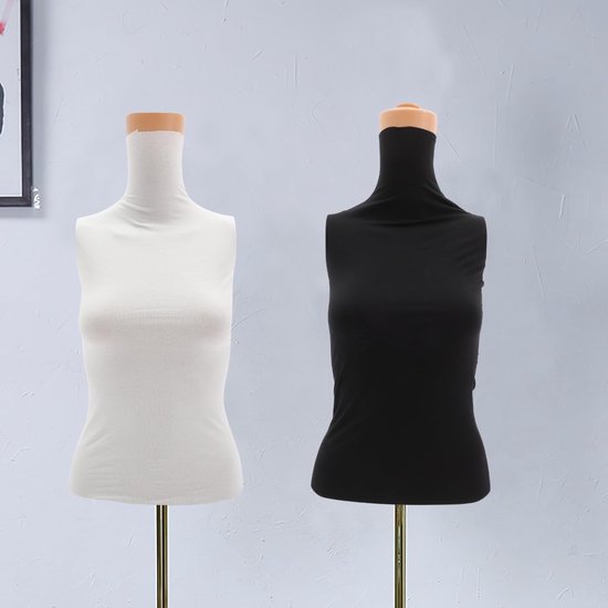 Katoenen stoffen bekleding voor etalagepoppen - 2 stuks, zwart/wit, stretch, voor kleding en sieraden van Merkloos — afbeelding 2