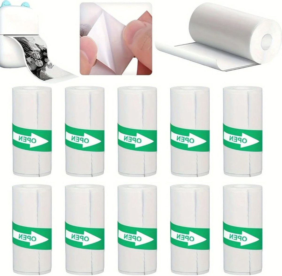Thermische Rollen voor Instant Camera's - 10 Rollen Zelfklevend Afdrukpapier voor Creatieve Activiteiten - Mini Thermische Printerpapier (57 x 25mm) voor Kinderen
