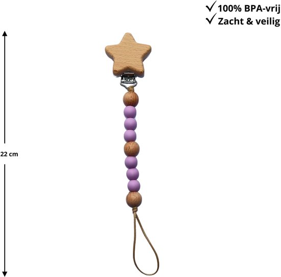 Zibbi Little Star Speenkoord Blush Purple - Luxe Siliconen Speenclip - BPA Vrij van Zibbi — afbeelding 2