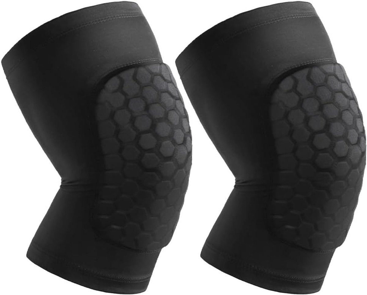 Sportkniebeschermers met honingraatstructuur, anti-botsingsbescherming, uniseks, ideaal voor volleybal, voetbal en basketbal, 2 stuks, veelzijdig comfort en ondersteuning