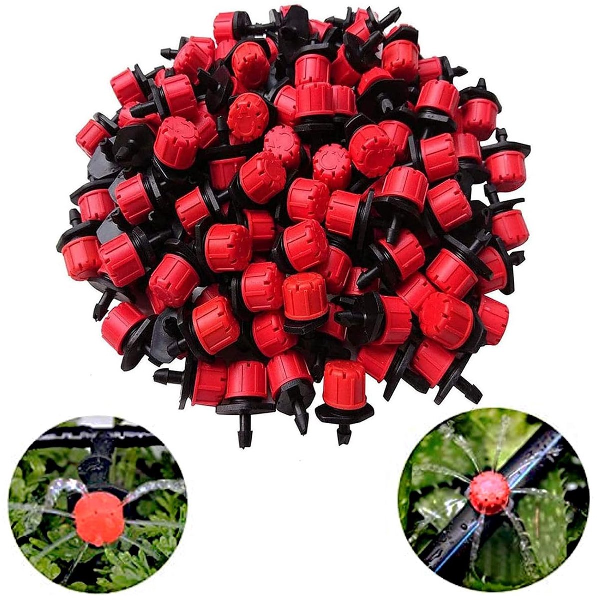 100 Stuks 1/4 Inch Verstelbare Spuitmonden voor Micro Drip Irrigatiesysteem, Anti-verstopping Druppelaars voor Tuinonderhoud en Waterbesparing
