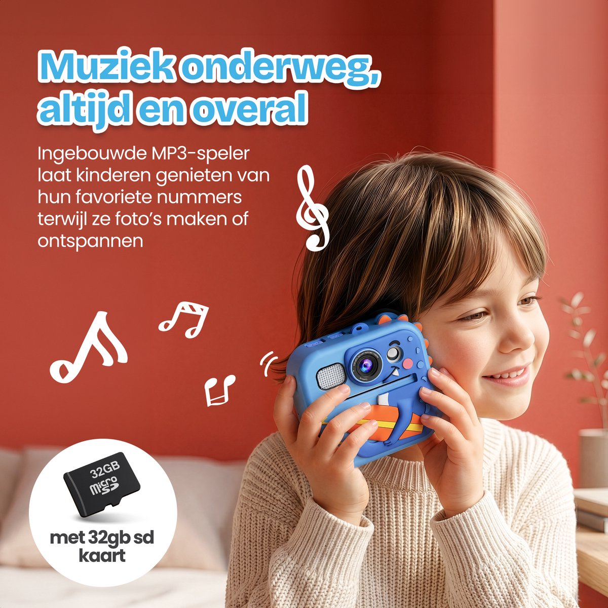 TinyPlay Kindercamera met foto printer - Siliconen Hoes - 48MP - Digitale Camera Kinderen - 32GB SD kaart - Full HD Foto en Video - Spelletjes - Fotoprinter - Kinder camera - Digitale kindercamera - Blauw – foto 6