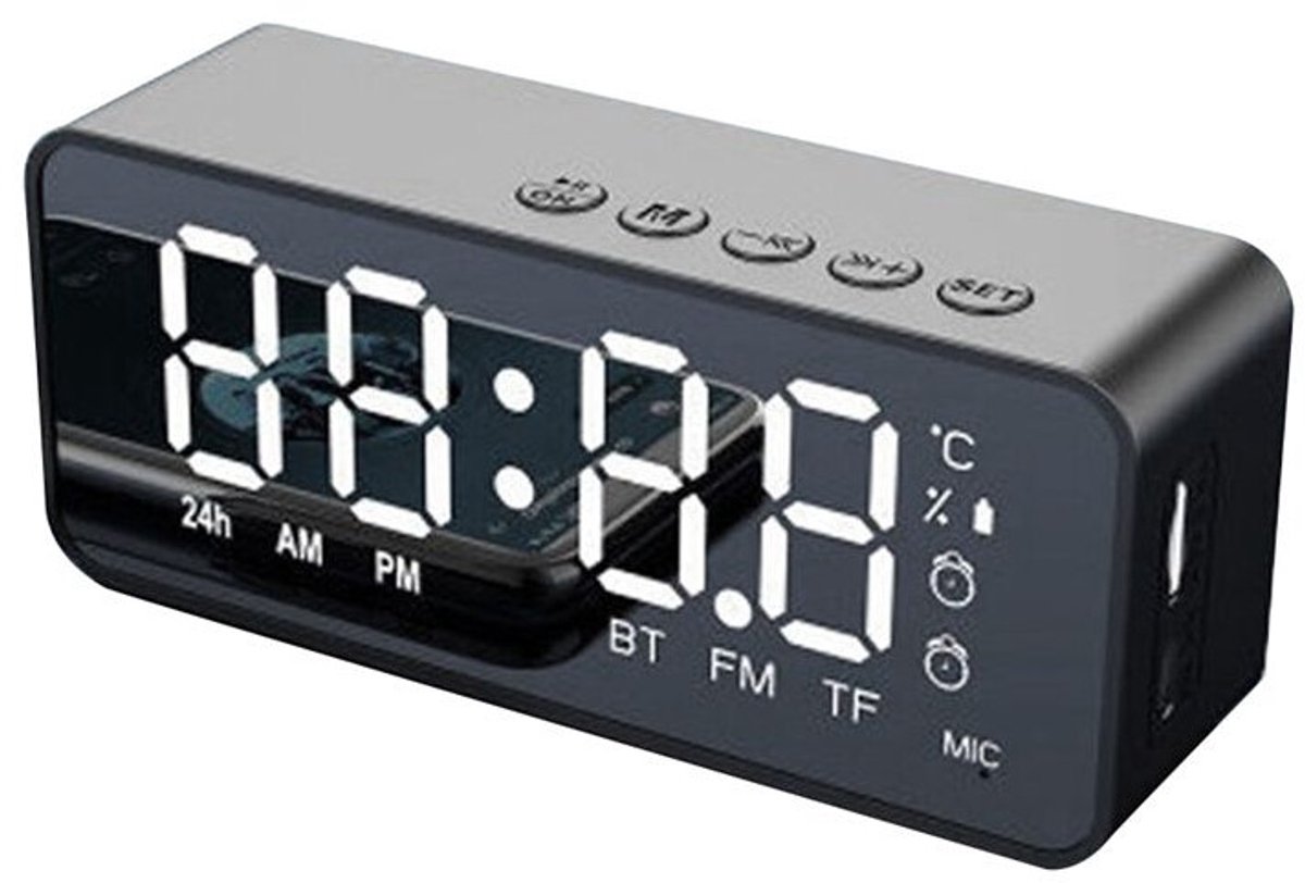 G50 draadloze luidspreker Geschikt voor wekker, FM-radio, kaart, temperatuurweergave en audiospiegelingsfunctie, zwart