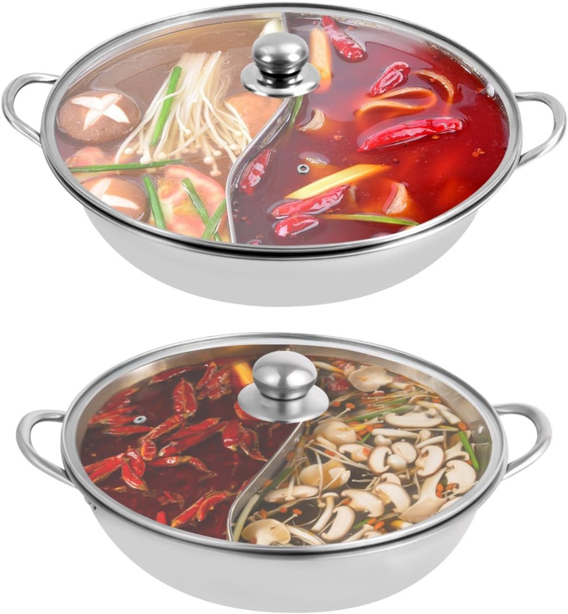 ZMR® Hotpot Pan - Hot Pot Pan Chinees - Hot Pot Pan 2 Vaks - Zilver - 12cm x 12cm x 4cm