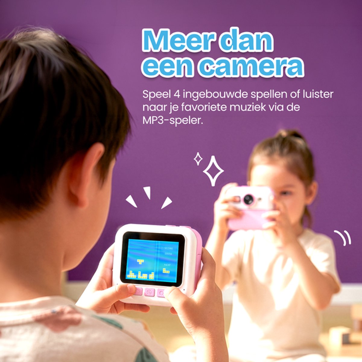 TinyPlay Kindercamera met foto printer - 48MP - Digitale Camera Kinderen - 32GB SD kaart - Full HD Foto en Video - Spelletjes - Fotoprinter - Kinder camera - Digitale kindercamera - Roze — afbeelding 10