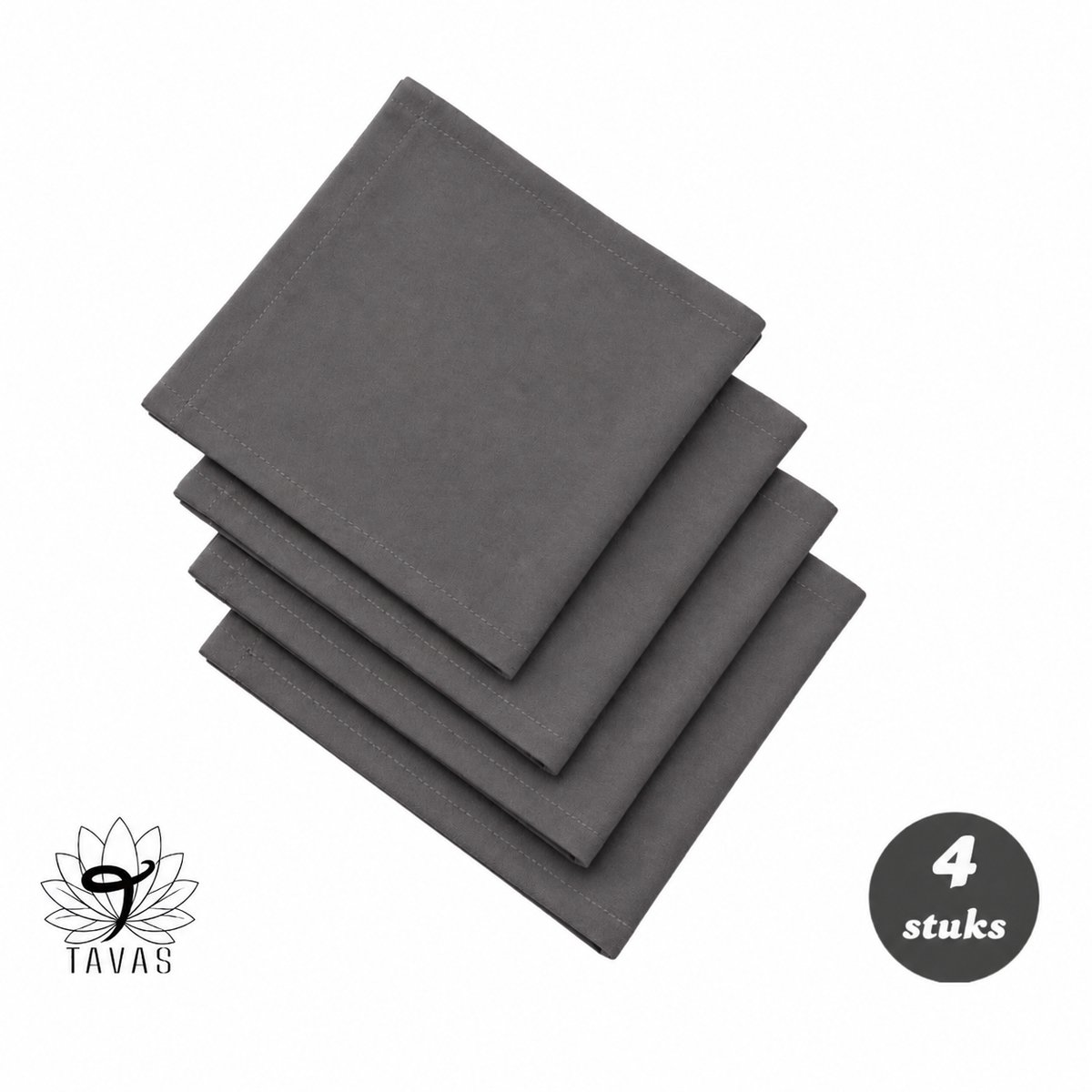 Tavas Servetten - 30 x 30 cm - Set van 4 stuks - Grafietgrijze - Katoen