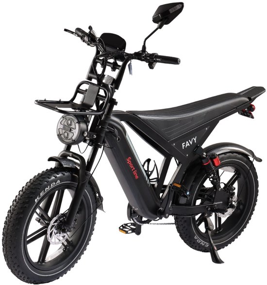 FAVY Sportline Fatbike - Limited GT20 Edition - Rijklaar - 65 km Actieradius - Verlengd Duo Zadel - NFC - Alarmsysteem - LCD Display - Hydraulische Schijfremmen - Bekerhouder - 250W Motor - Incl. Elektrische Fietspomp - 2 Jaar Garantie - Zwart van Merkloos — afbeelding 4