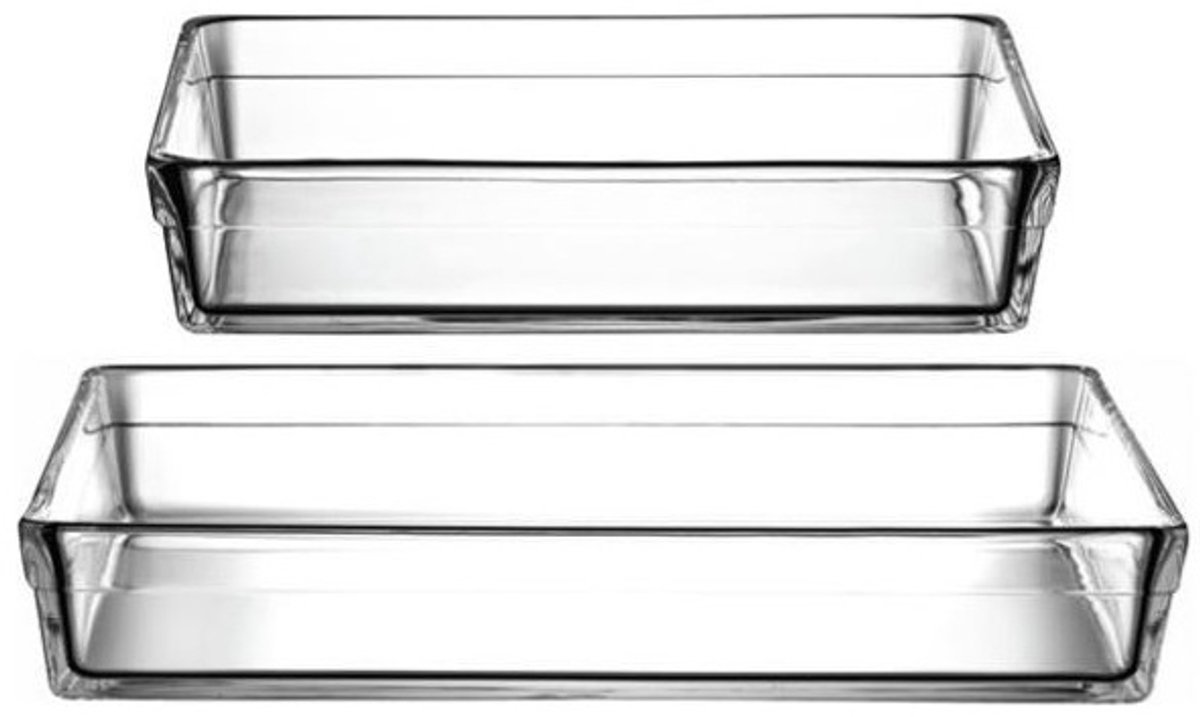 Borart - Premium ovenschalen set 2x stuks rechthoek - borosilicaatglas - 35 en 32 cm