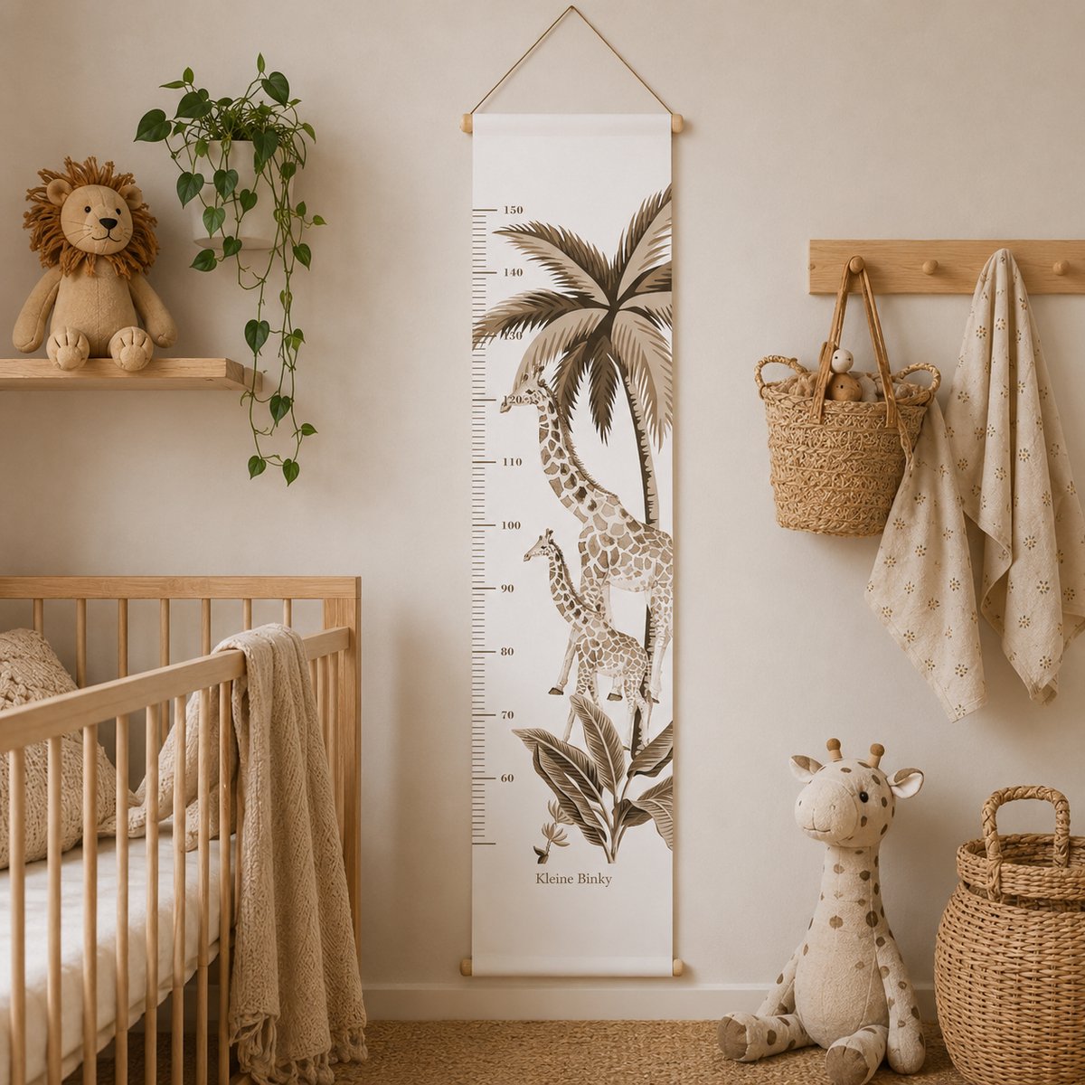 Groeimeter vintage jungle - natural - babykamer - kinderkamer - natuurlijk - dieren - safari - giraf