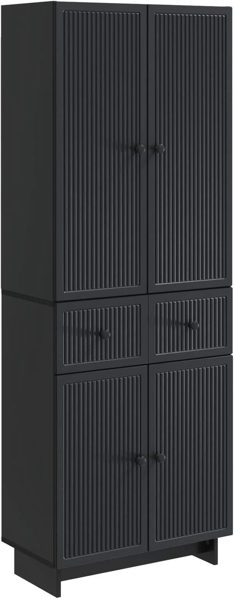 vidaXL Kast - Set - 2 - st - Bewerkt - hout Zwart