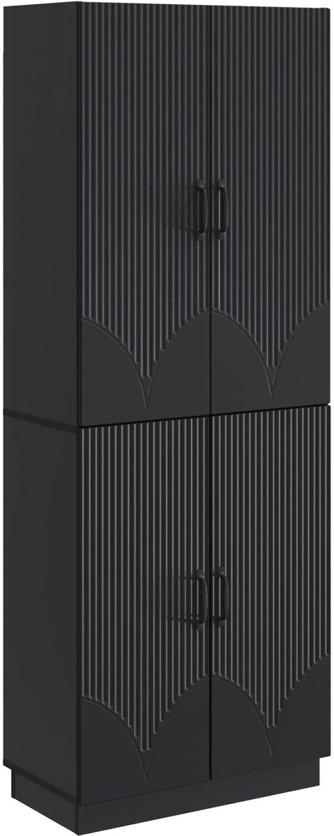 vidaXL Kast - Set - 2 - st - Zwart - Bewerkt - hout