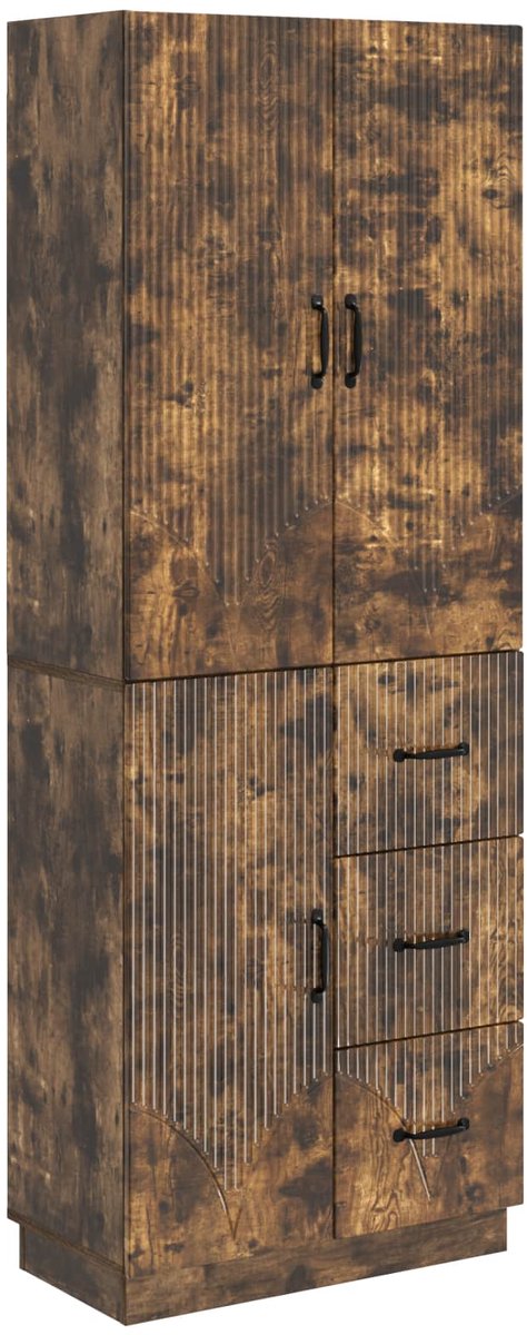 vidaXL Kast - Set - 2 - st - Gerookt - eiken - Bewerkt - hout Gerookt eiken