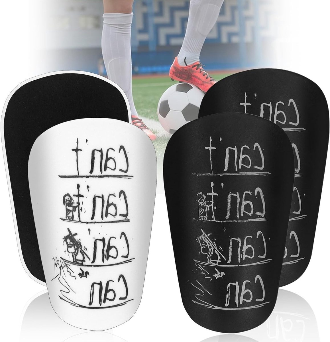 Mini Scheenbeschermers voor Kinderen, 2 Paar, Voetbal, Klein, 10x6cm, Ideaal voor Jongeren en Volwassenen