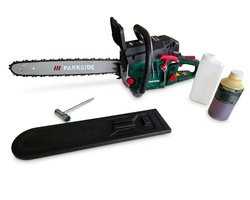 PARKSIDE® Benzine kettingzaag - Vermogen: 2 kW (2,72 pk) - Kettingsnelheid: 22,1 m/s - Zaaglengte: 45 cm - Inclusief beschermhoes, combinatiegereedschap, brandstofmengfles, 500 ml zaagkettingolie