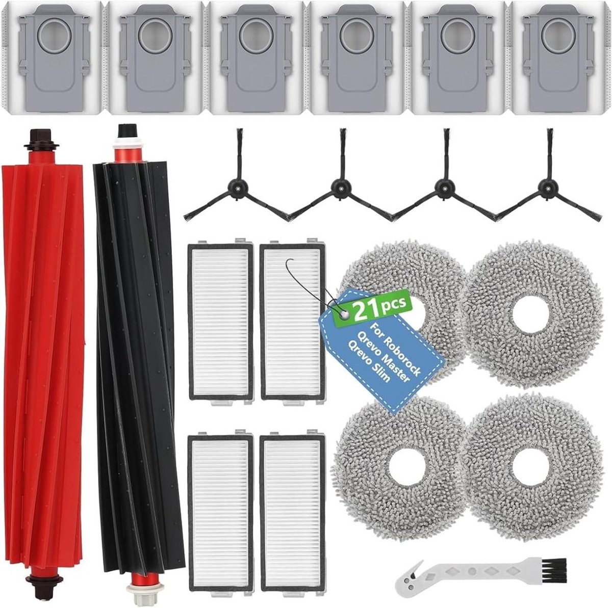 Compatibel met de Roborock Qrevo Master/Slim 21-delige accessoirekit.