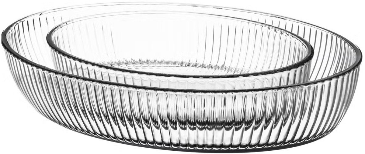 Borart - Ovenschalen set 2x stuks ovaal - borosilicaatglas - 35 en 26 cm