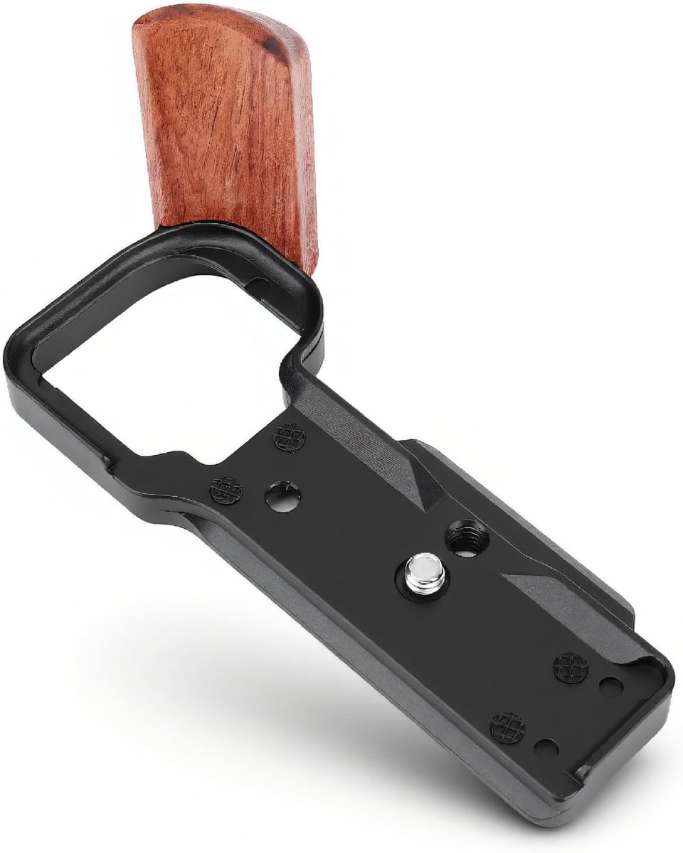 Aluminium L-bracket voor ZV E10 met houten handgreep, snelkoppelingsplaat voor Arca, ideaal voor DSLR stabilizers en monopods