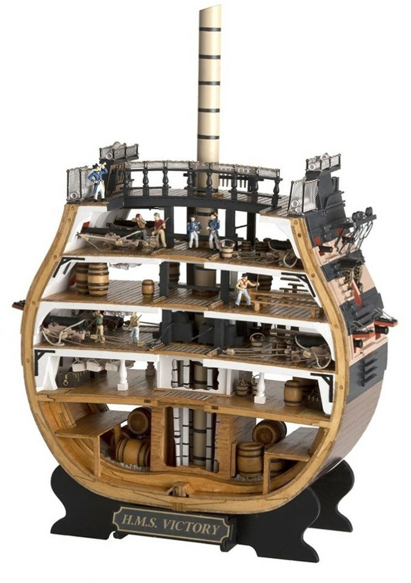 Artesania Latina 20500 HMS Victory Cross Section – Houten Scheepsmodelbouwpakket – Brits Oorlogsschip – Schaal 1:72 – Inclusief Sokkel en Figuren
