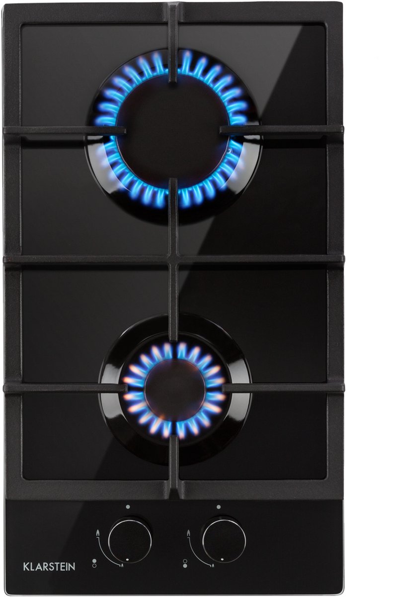 Klarstein Ignito Domino Gasfornuis - 2 Pitten sabaf-brander - Glaskeramiek - Zwart