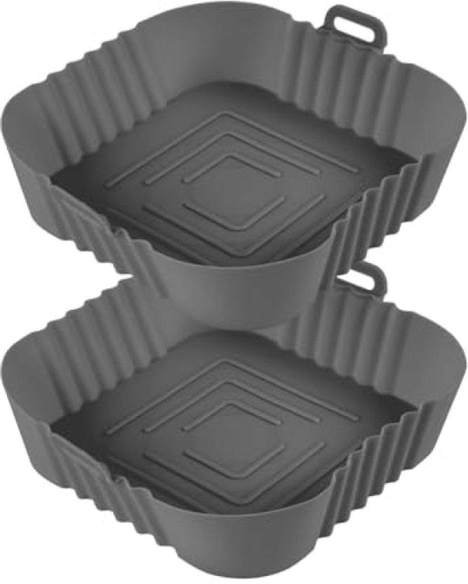 Siliconen luchtfrituurpannenmand 19,8 cm - Herb bruikbare vierkante silicone voeringen - Vaatwasserbestendige bakmat voor airfryer - Set van 2