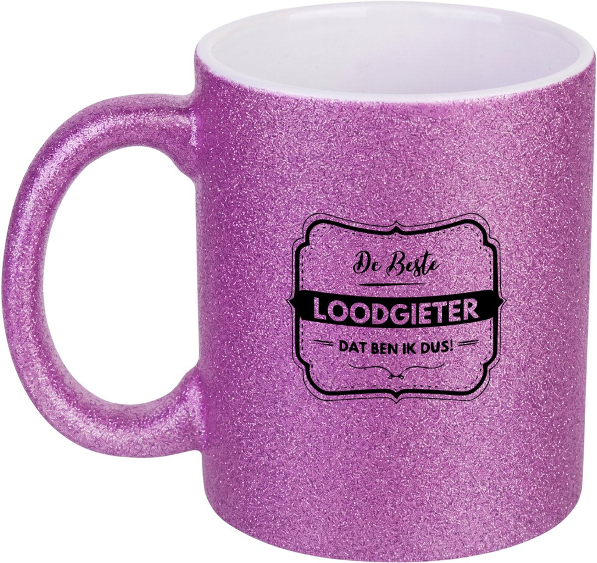 Hacebo® - De beste loodgieter dat ben ik dus koffiebeker glitter paars - Loodgieter - Vrienden familie - thee mok - koffie beker - Collega - Cadeau - koffiemok - 350 ML inhoud