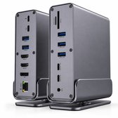 Rolio Laptop USB-C Docking Station - 16 in 1 - Triple Monitor 4K@60Hz (2x HDMI & 1x DisplayPort) - USB 3.2 - 100W Opladen - Hub - 1GB Ethernet