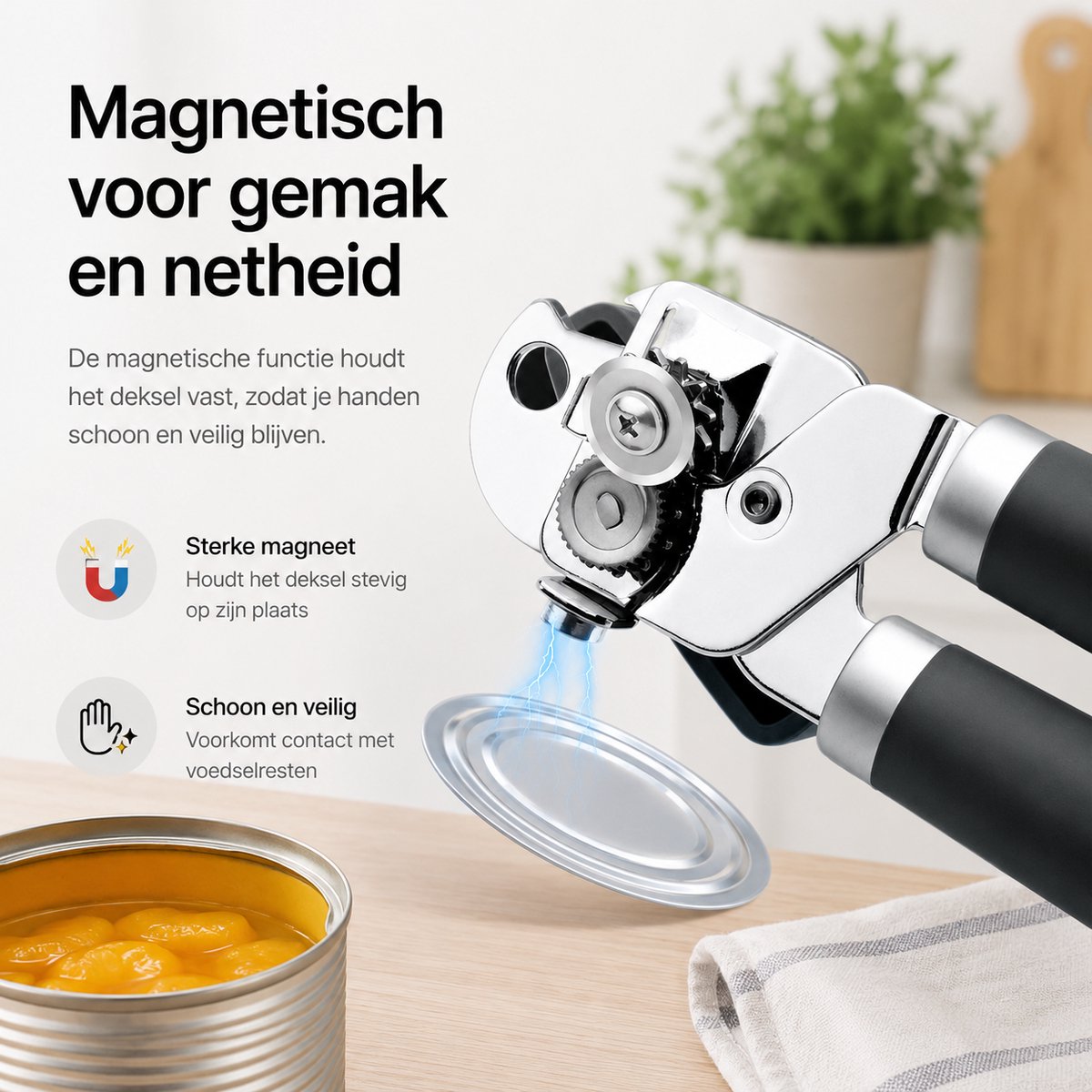 BOTC Blikopener - Met krachtige magneet - Veilig - Opent zonder scherpe randen - RVS - Silicone - Zwart — cadeau in Cadeau-ideeën - foto 6