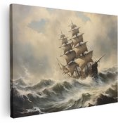 Artaza Canvas Peinture Navire à Voiles Affrontant des Vagues Féroces lors d'une Tempête en Mer - 120x90 cm - Grand - Décoration Murale Salon - Peintures - Décoration Murale