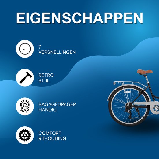 Dames strandcruiserfiets - Voor volwassenen - 7-speed, step-through frame, bagagedrager - Zwart, 66 cm — afbeelding 3