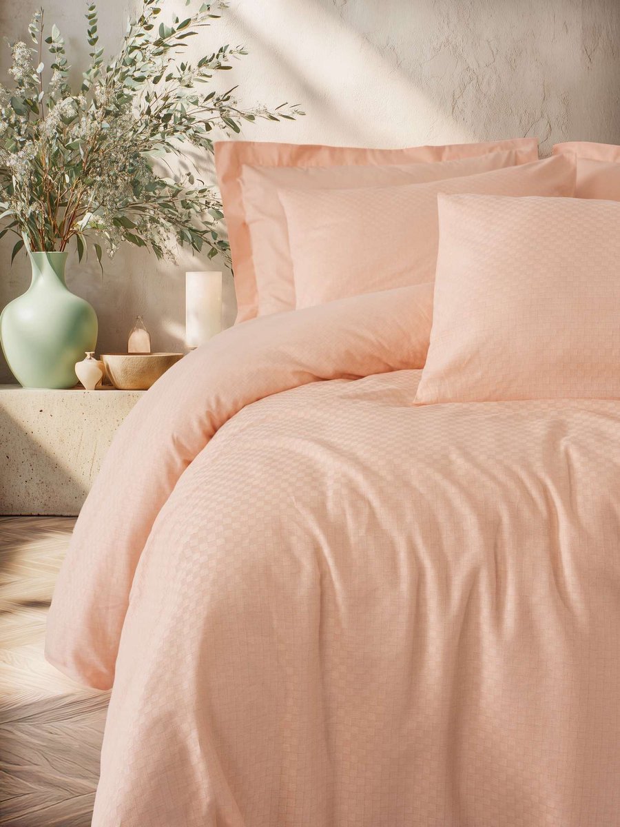 L'Essentiel Maison Ranforce Eenpersoons Dekbedovertrekset – 135x200 cm – 100% Katoen – Zalm