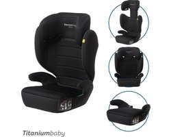 Titaniumbaby Autostoel Smart Lucky I-size gordel all black - rugleuning afneembaar/gebruik als zitverhoger