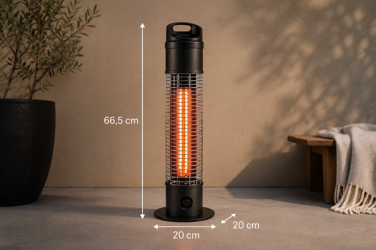 Blooboost Terrasverwarmer Elektrisch - Heater - Carbon - Staand - Waterbestendig - 1200W - Zwart – foto 3