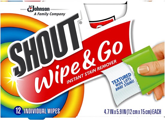Shout Wipe & Go - Vlekkenverwijderaar vochtige doekjes 12 stuks - instant vlekkenverwijderaar