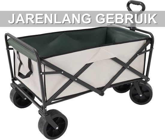 Inklapbare aanhangwagen - Voor sport, tuin en wasgoed - Grote capaciteit draagbare kar - Khaki, max. 115 kg (253,5 lbs) met wielen — afbeelding 4